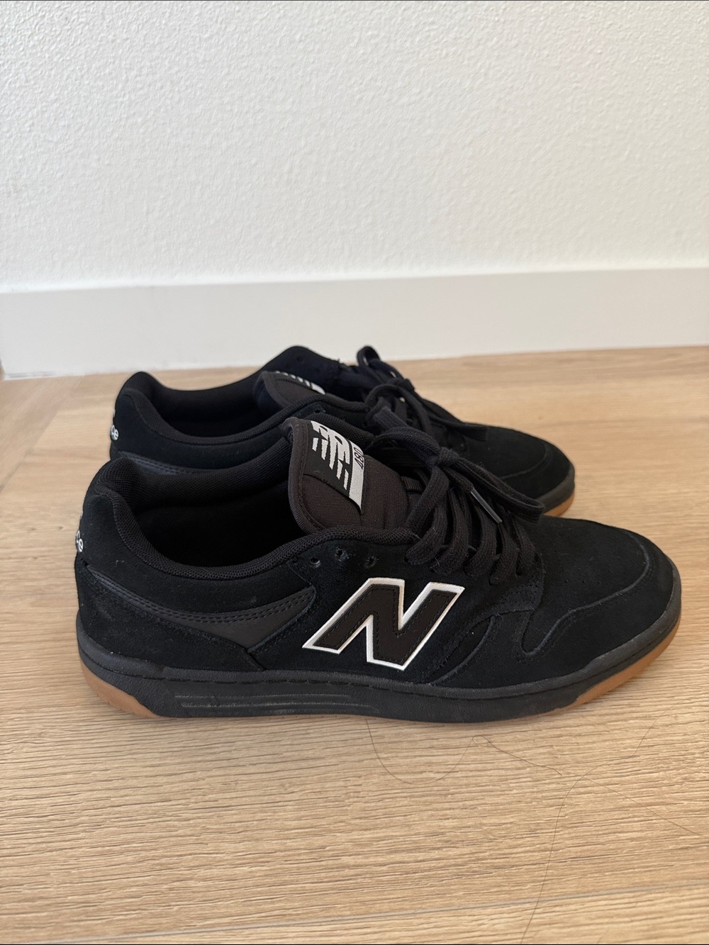 New Balance Black Low-Top Sneakers with Gum Outsole